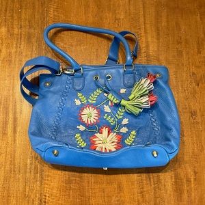 Fiore by Isabella Fiore blue leather floral detail bag
